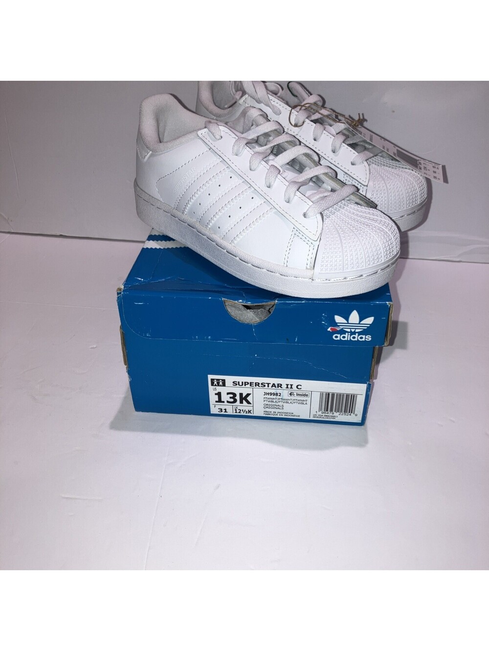 adidas Superstar II CF EL I 13K Kids White/White Toddler Sneaker Shoe JH9986 NEW